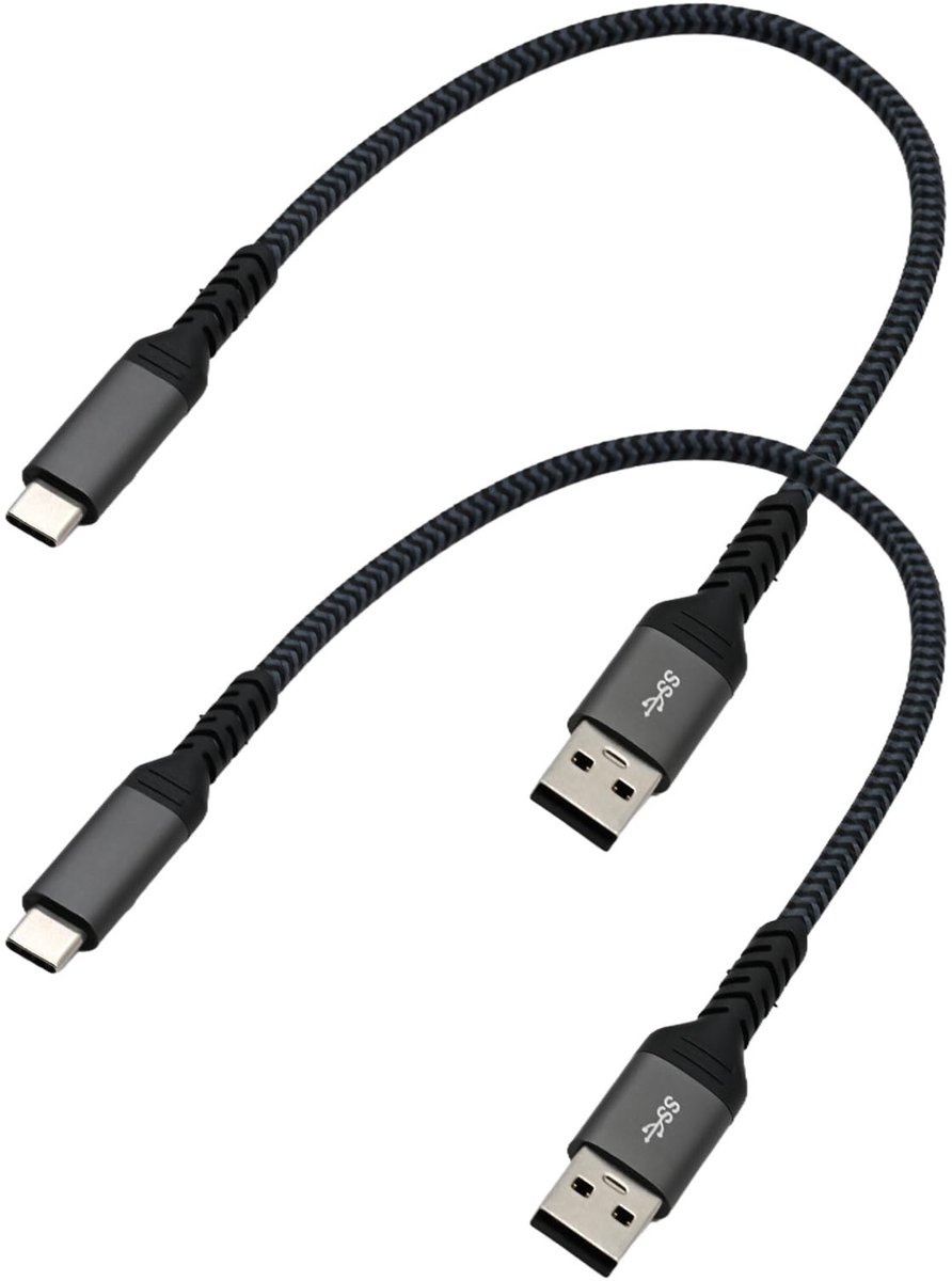 Solidchoice - Set van 2 Korte USB C Kabels 30 cm voor Snelladen