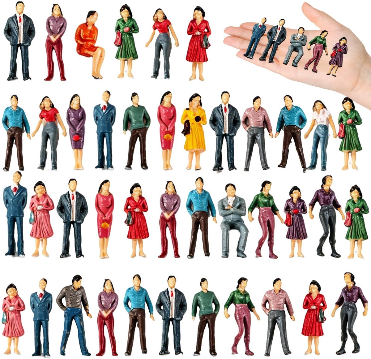 Solidchoice - Set van 50 Miniatuur Model Spoorwegfiguren voor Architectonische Projecten