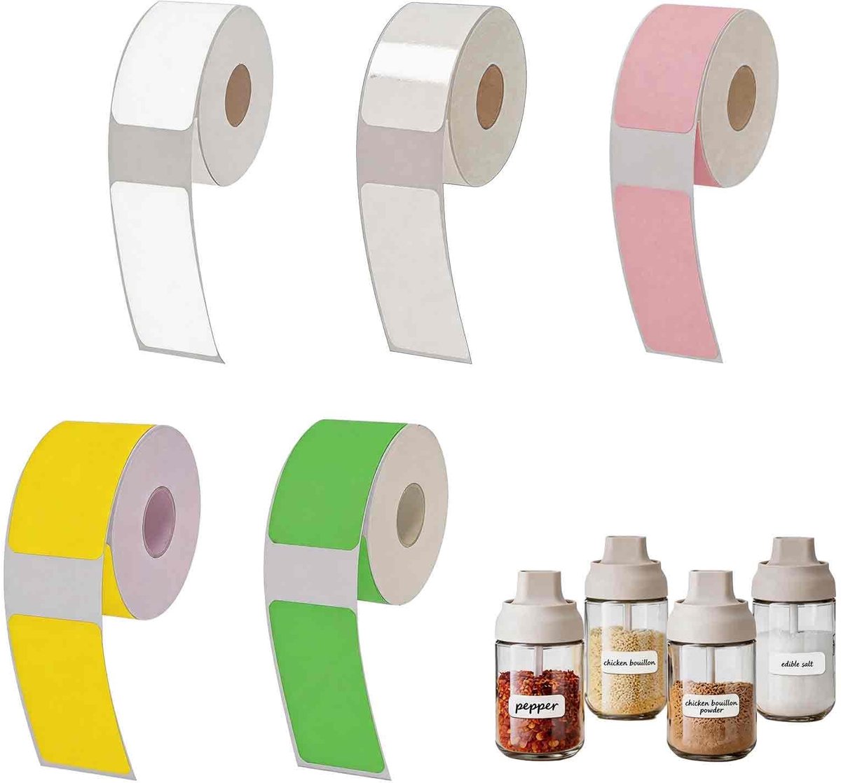 Solidchoice - Set van 960 Thermische Labels in 6 Kleuren voor Kantoor en Organisatie