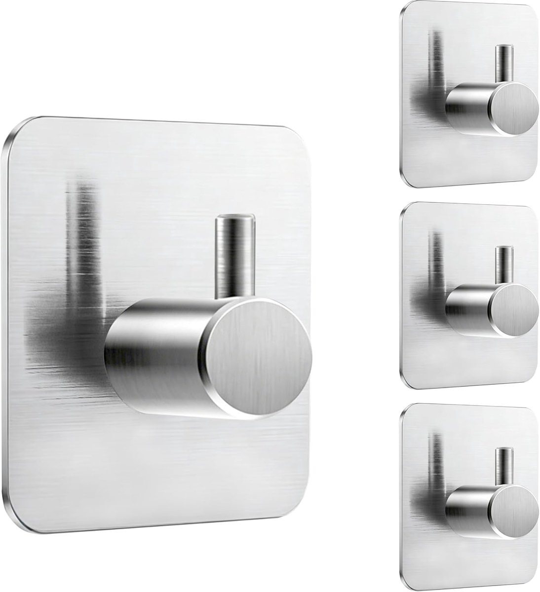 Adhesieve haken 4 stuks - RVS - Maximaal 5 kg - Ideaal voor sleutels en meer - ShopVlot