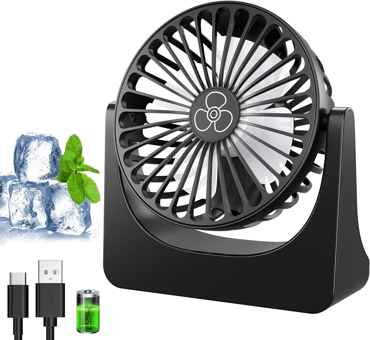 USB-bureauventilator - Wit - Compact - Draagbare Mini Ventilator met 3 Snelheden - Voor Thuis en Kantoor