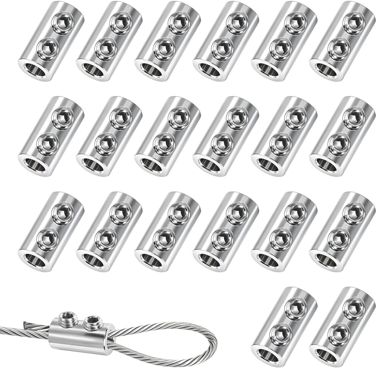 Draadkabelklemmen 20 stuks - metalen kabelklemmen - dubbel gat - voor tuin en balkon - ShopVlot