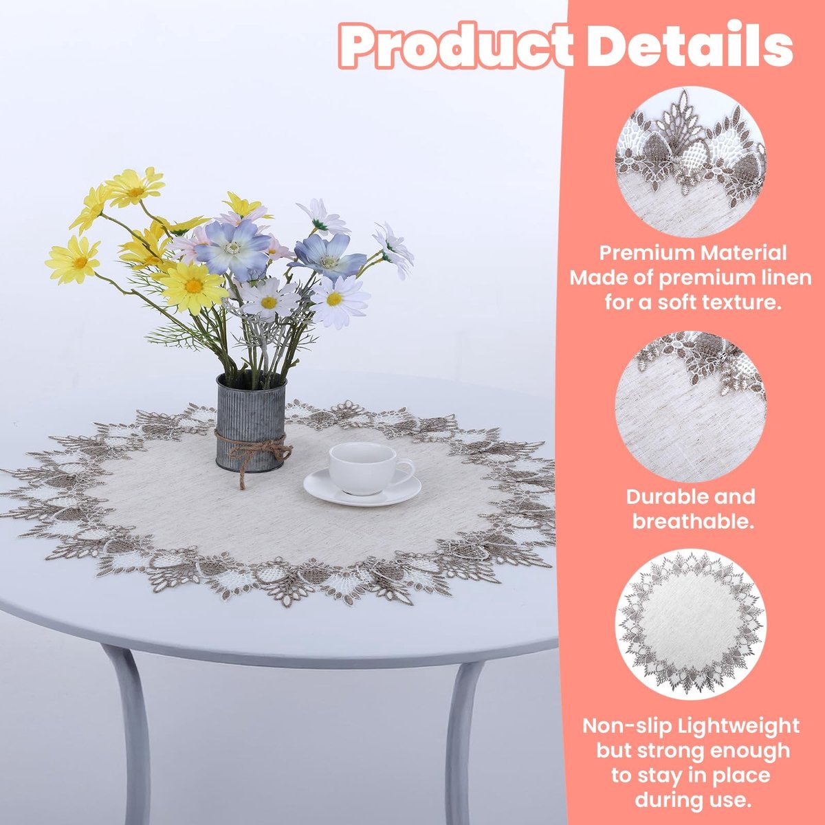 Solidchoice - 24 Stuks Linnen Tafellakens Rond voor Tafel Decors