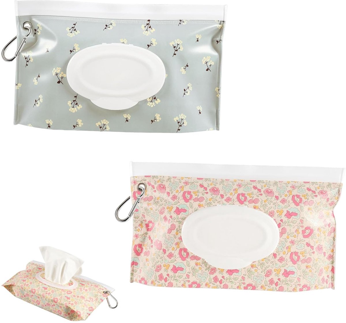 Solidchoice - Set van 2 Herbruikbare Witte Doekjes Tassen voor Baby's