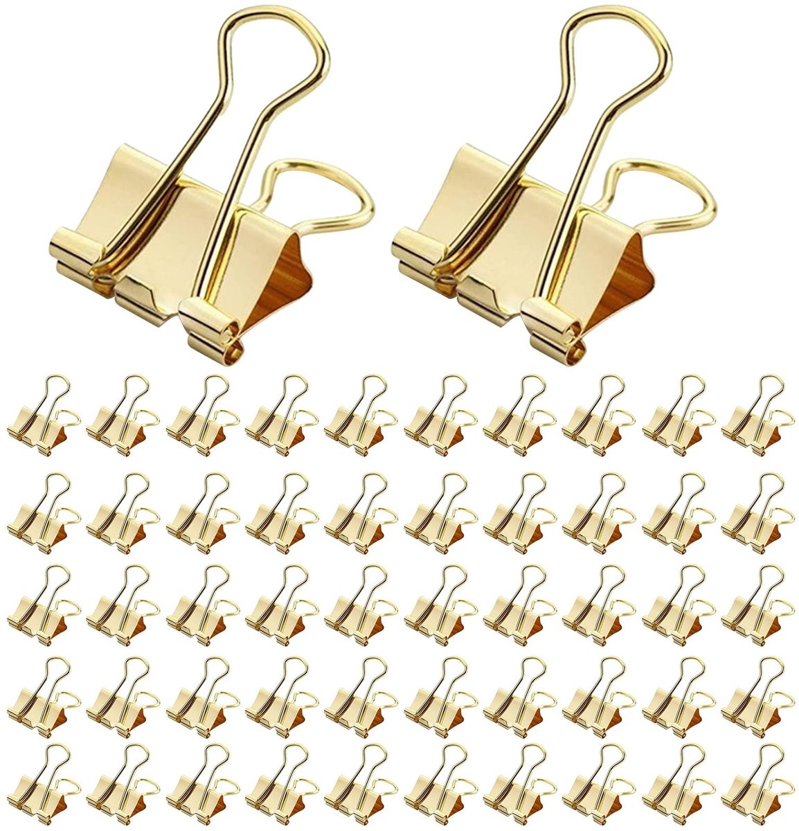 80 Stuks Vouwbare Achterste Klemmen Gouden Kleine Metalen Clips 19mm Papieren Clips voor Kantoor, School en Documenten