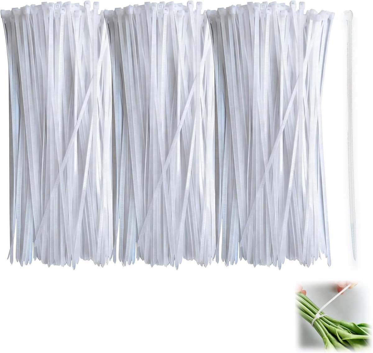 Kabelbinders 1200 stuks 3 x 100mm - witte nylon - zelfsluitend - perfect voor kabelmanagement - ShopVlot