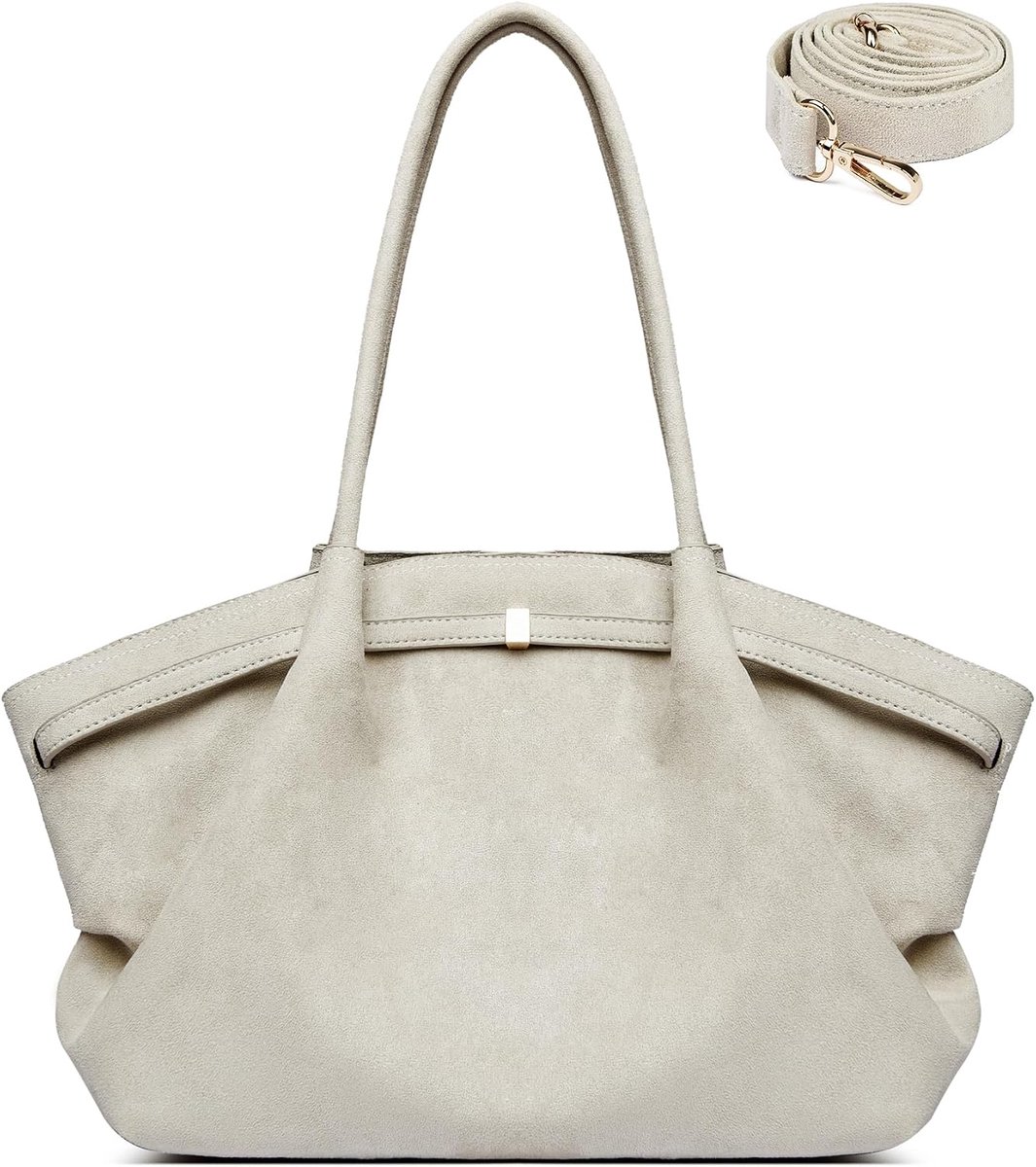 Dames schoudertas groot - faux suede - 3-in-1 tote bag - ideaal voor dagelijks gebruik - ShopVlot