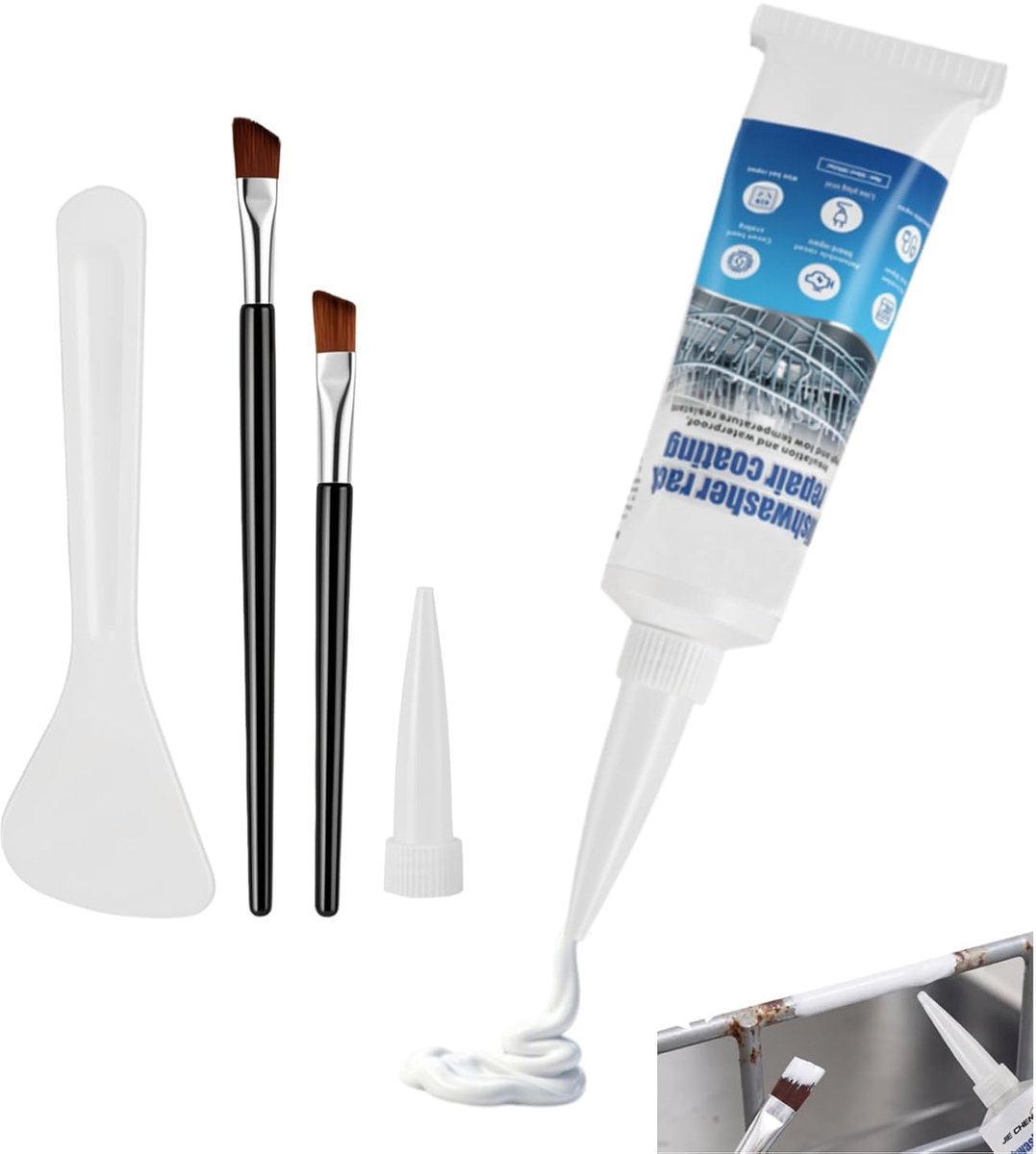 Vaatwassermand reparatierubber 50 ml - wit vloeibaar rubber - roestbescherming - herstel van mandcoating - ShopVlot