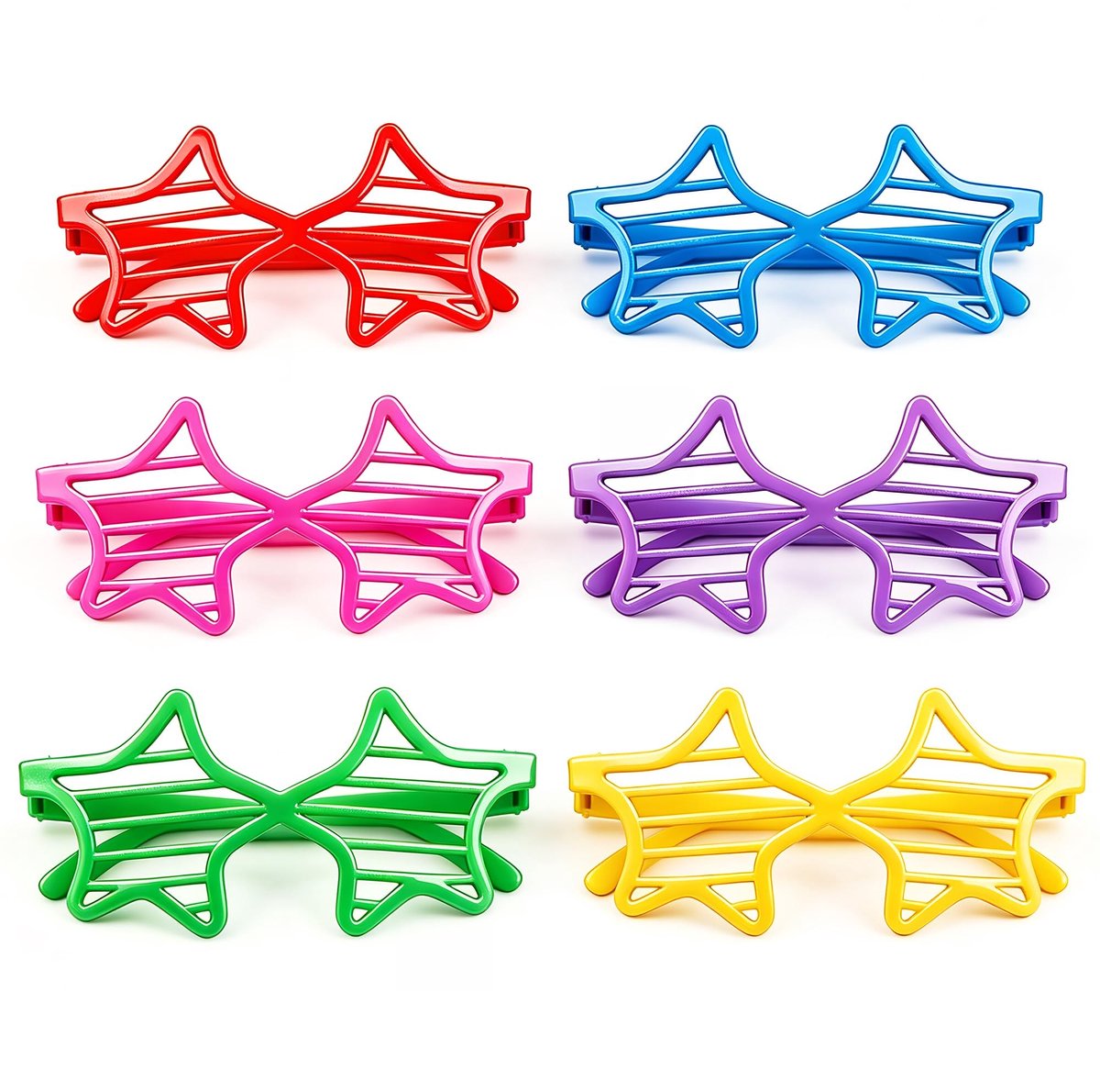 Solidchoice - Set van 6 Stervormige Neon Brilletjes
