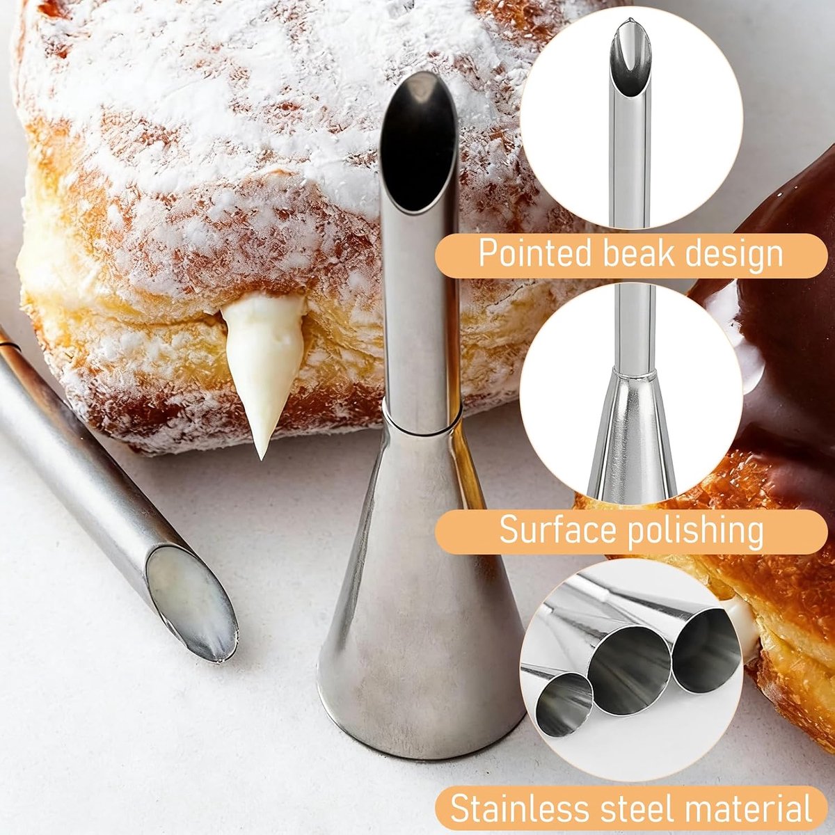 Spuitzakken set van 5 - roestvrij staal - verschillende diameters - perfect voor decoreren van cupcakes - ShopVlot