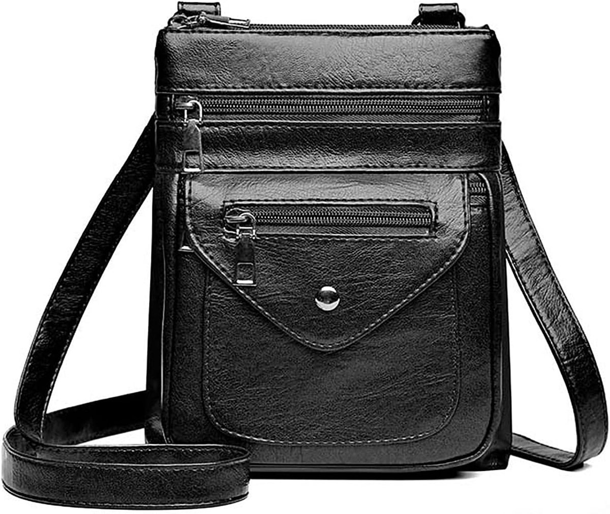 Schoudertas met 6 vakken - trendy PU leer - verstelbare schouderband - praktische crossbody tas - ShopVlot