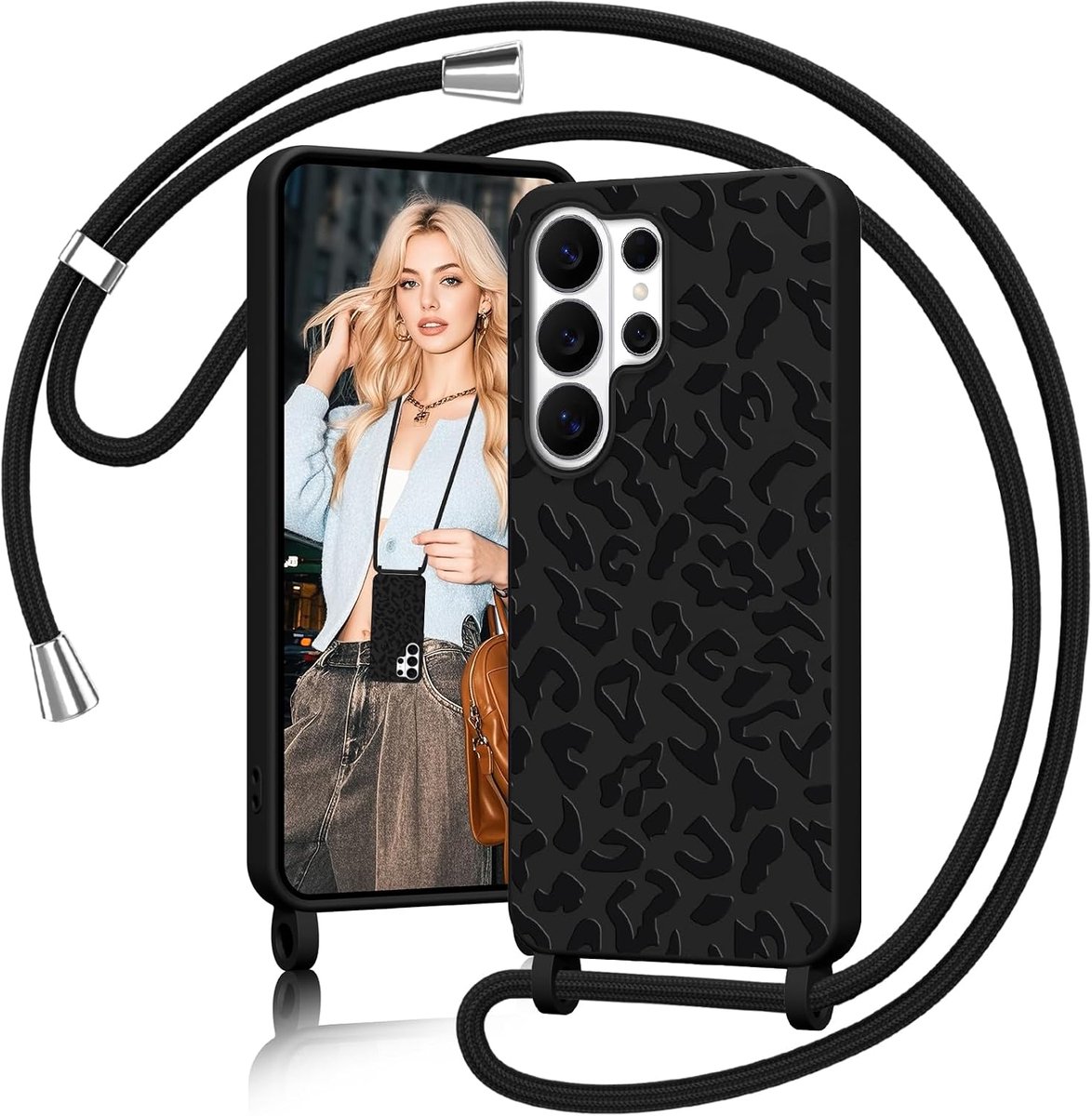 Mobiel beschermhoes voor Samsung Galaxy S26 Ultra - luipaardpatroon - stootvast siliconen - verstelbaar koord - ShopVlot