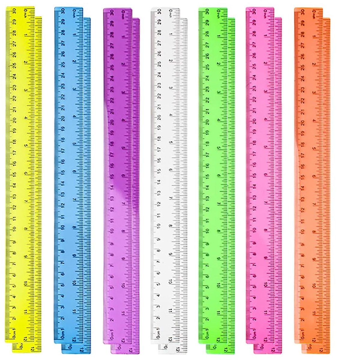 14 stuks 30 cm liniaal, plastic liniaal, kleurrijke transparante liniaal, 12 inch liniaal, kleurrijke plastic liniaal. - ShopVlot