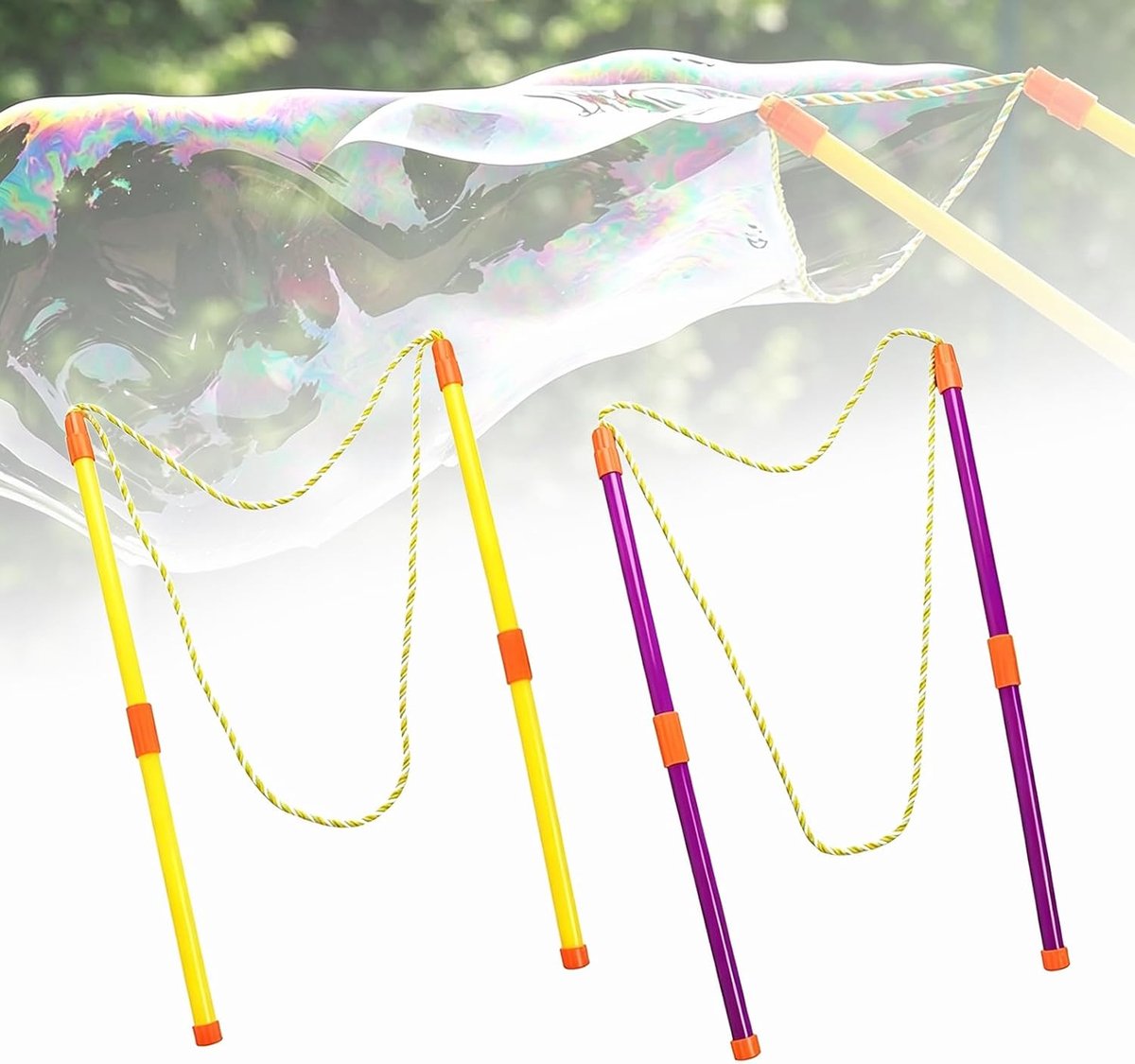 Enorme zeepbellenset, 2 paar zeepbellen, groot, telescopisch ontwerp, zeepbellenstaaf, outdoor-spellen voor kinderen - ShopVlot