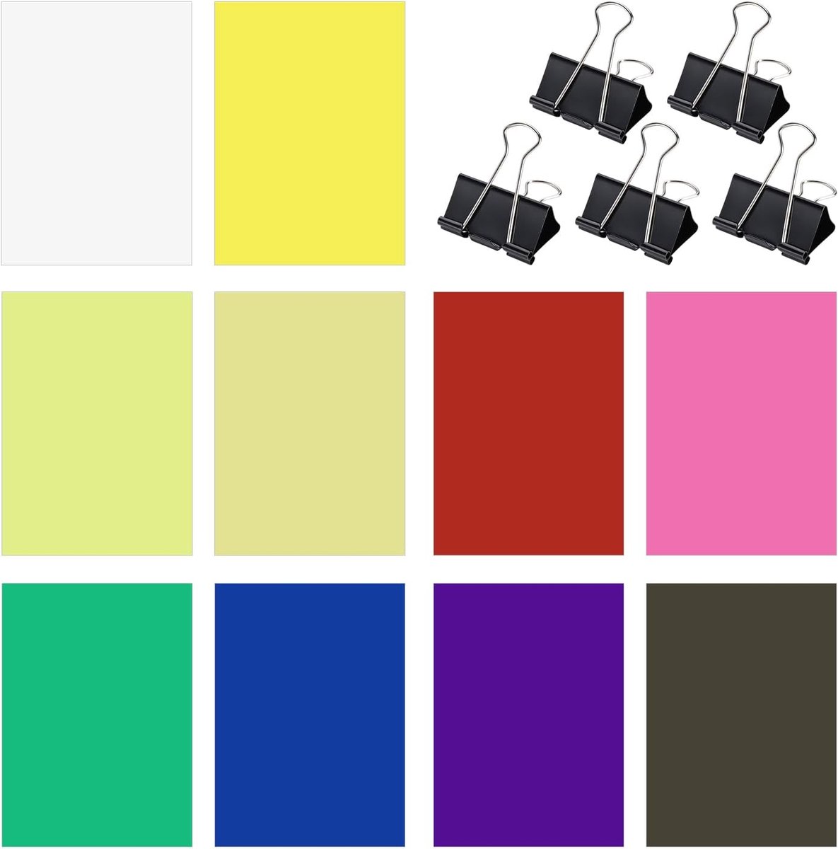 10 Pieces Transparent Color Film, 5 Black Dovetail Clips, Heat Resistant Shooting Film, Creative Metal Bill Clamp, A4 - ShopVlot