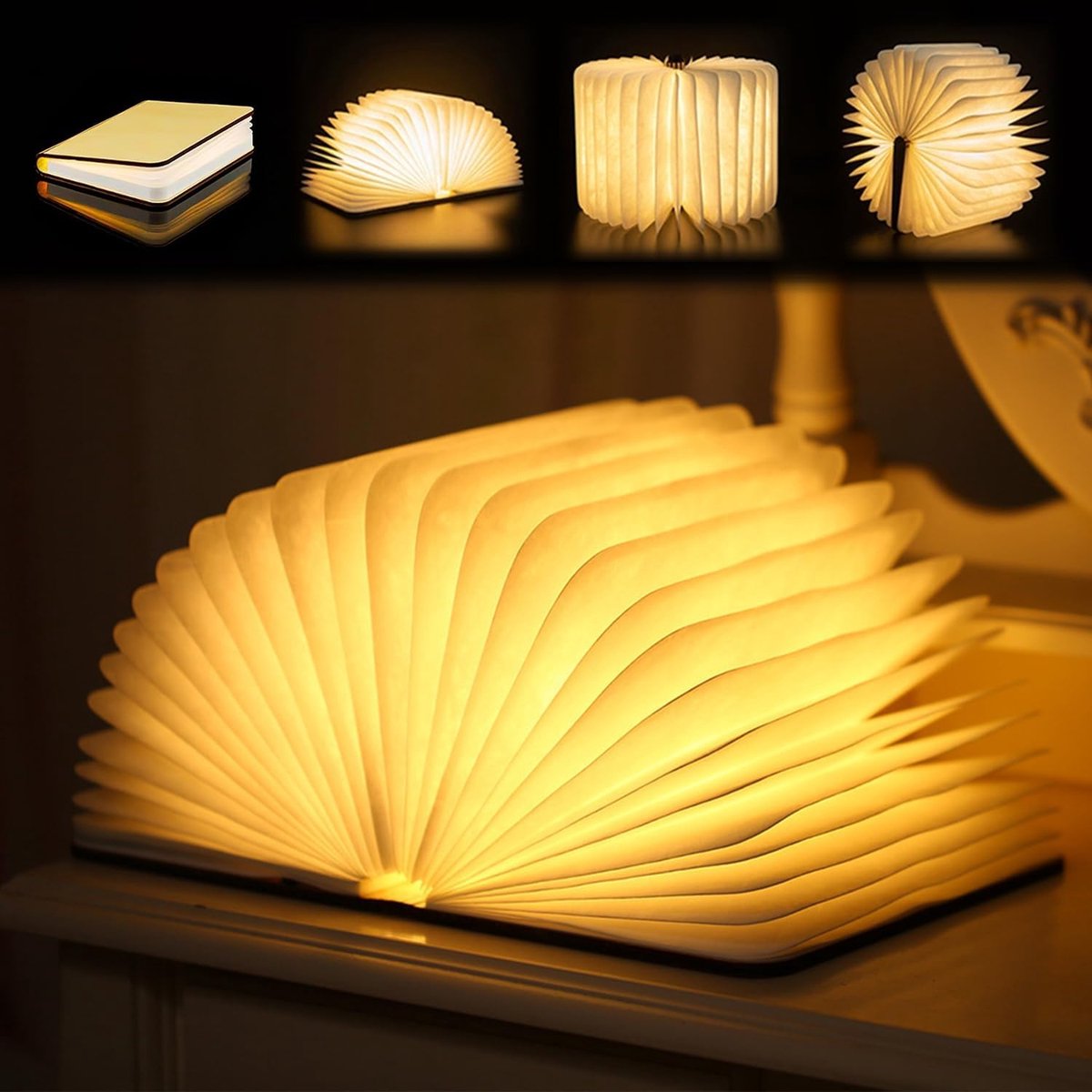 Led-boekenlamp, boekenlamp, opvouwbare boekenlamp, led-bedlampje voor cadeau, woondecoratie - ShopVlot