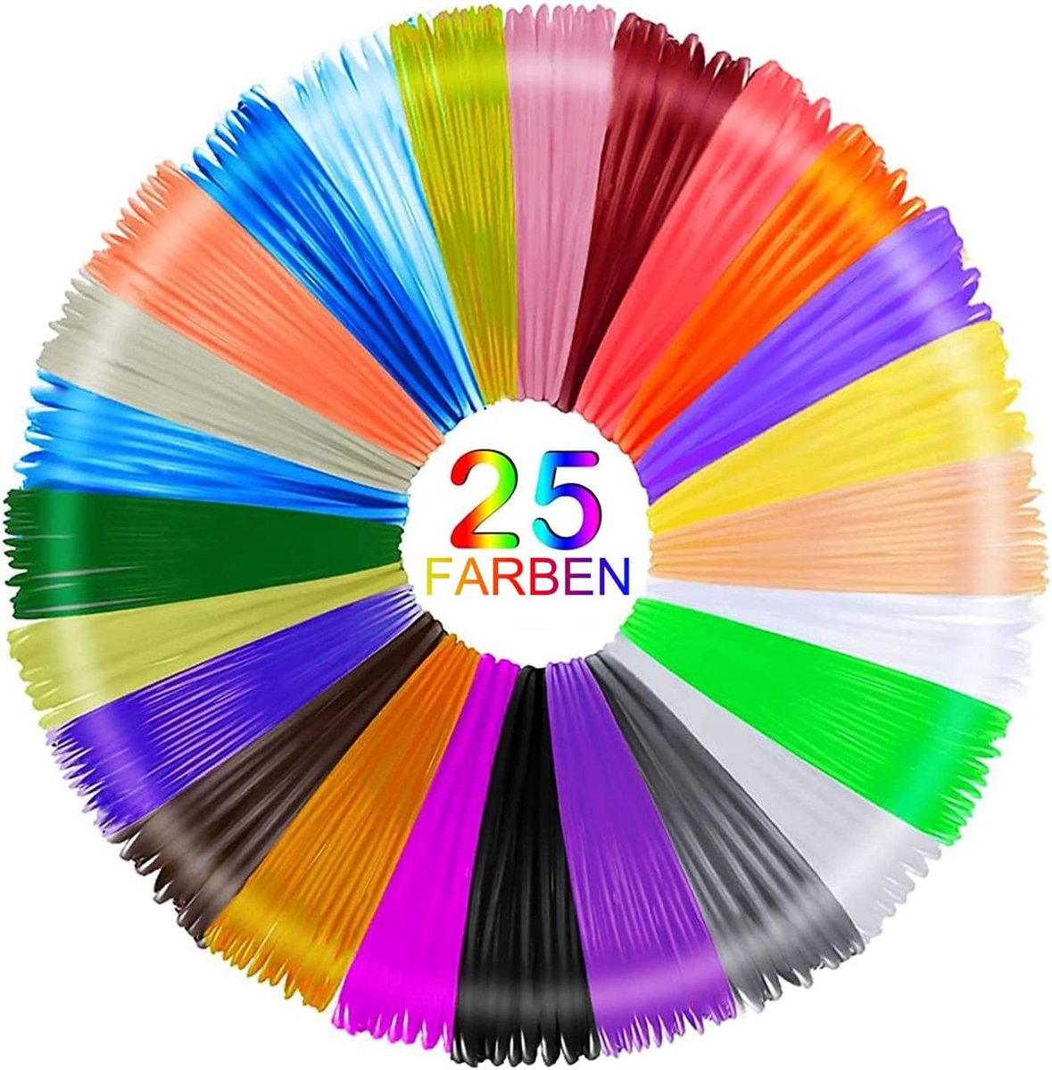 Faburo 3D Pen Filament 1.75mm 3D Color Packaging, 3D Pen Accessories PLA with 25 Fluorescent Colours of 5m Each, 3D - ShopVlot