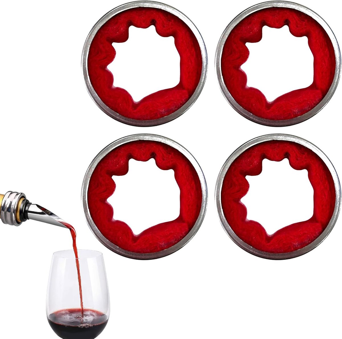 Pack of 4 Wine Bottle Drip Catchers Reusable Wine Bottle Drip Catcher Drip Ring Wine Bottle Leakproof Wine Pourer Wine - ShopVlot