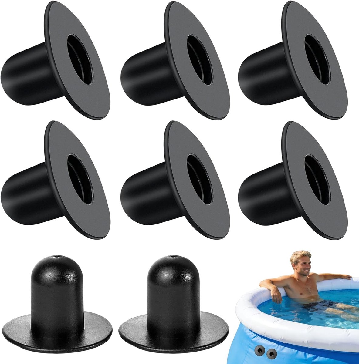8 stuks zwembadstoppen, yisight zwembadafsluitdop, afdichtstop zwembad, rubberen stop, wandstop, zwembadaccessoires - ShopVlot