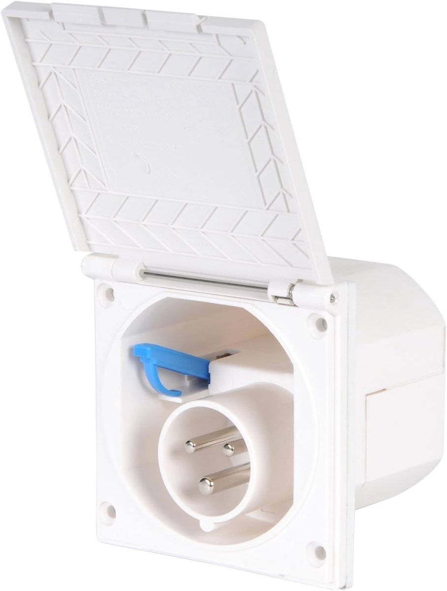 CEE External Socket, Splashproof, 200-240 V, 16 A, 3-Pin, IP44, White - ShopVlot