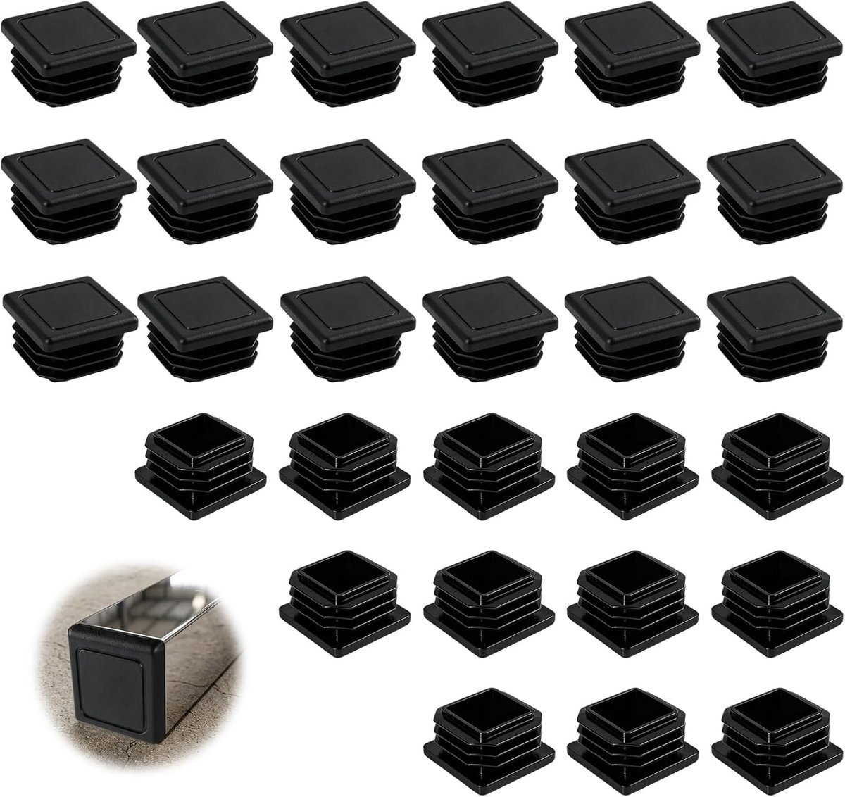 30x30 mm Lamellenstopfen für Vierkantrohre, Beschermende Rohrverschlusskappen für Mebel, Vierkantrohr Beschermende - ShopVlot