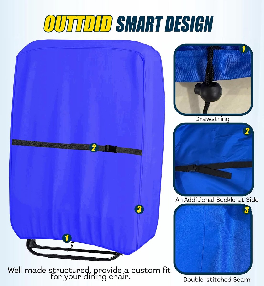Folding Chair Protective Cover, 600D Garden Chair Cover, Waterproof, Windproof, Anti-UV, Dustproof for Garden - ShopVlot