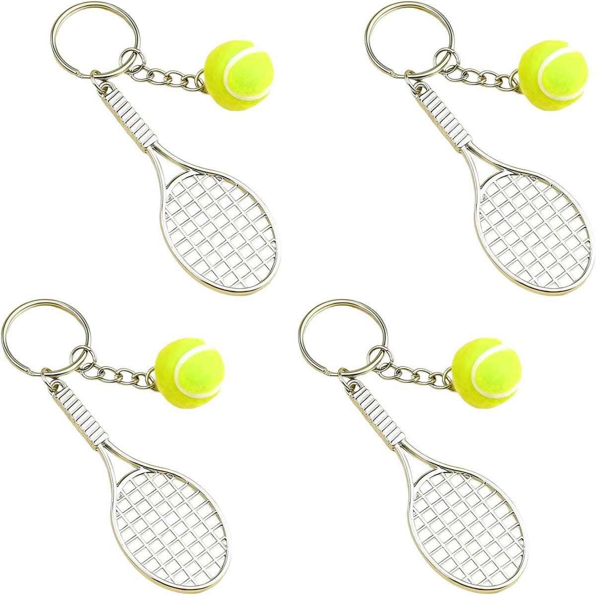4 Pieces Tennis Rackets Key Chain Mini Tennis Racket & Tennis Ball Pendant Key Chain Tennis Hanger Bag Bag Chic Tennis - ShopVlot