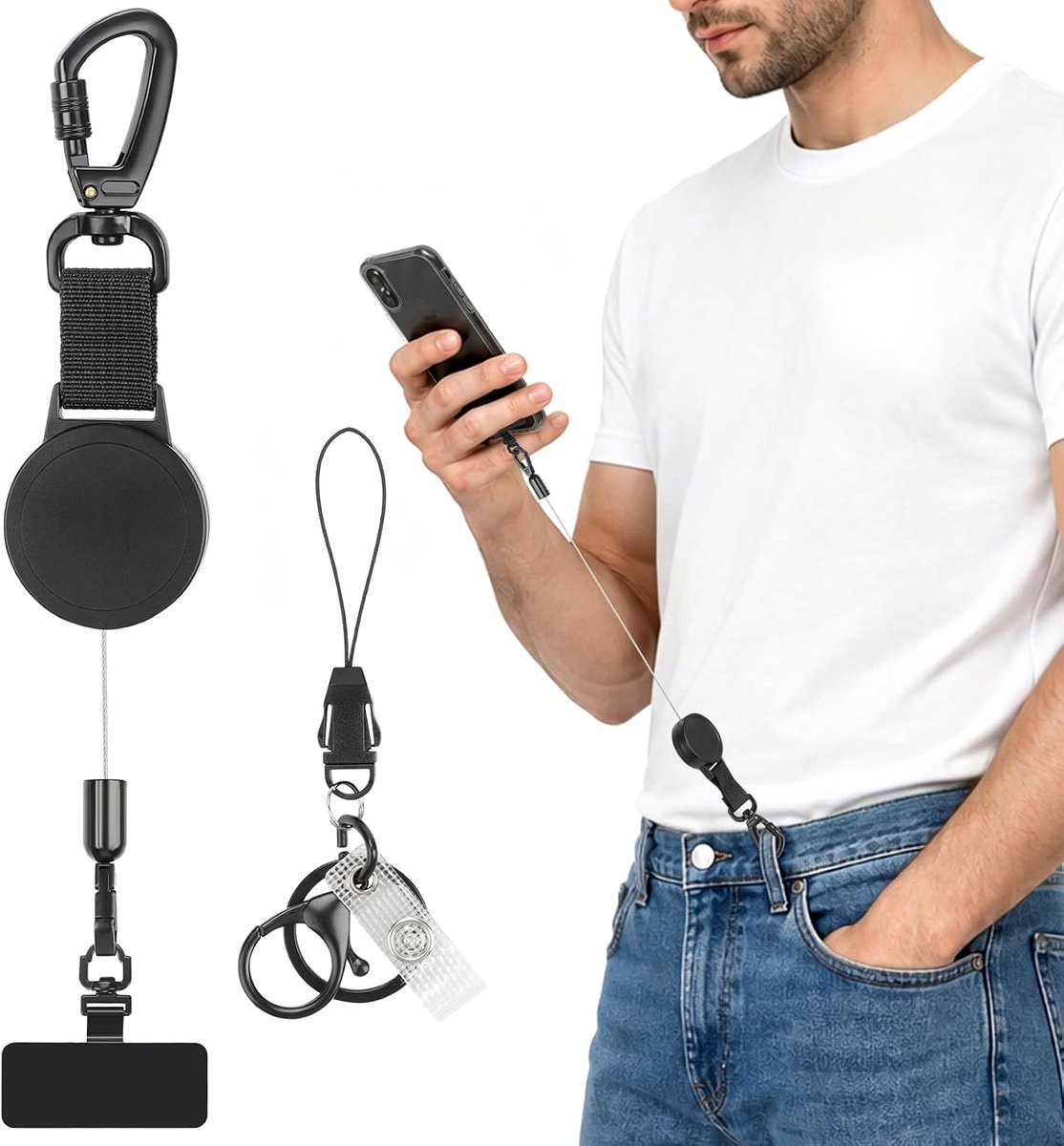 Mobiel Antidiefstal Retractable Strap - Beveiliging met Karabijnhaak - Ideaal voor Hiking - ShopVlot