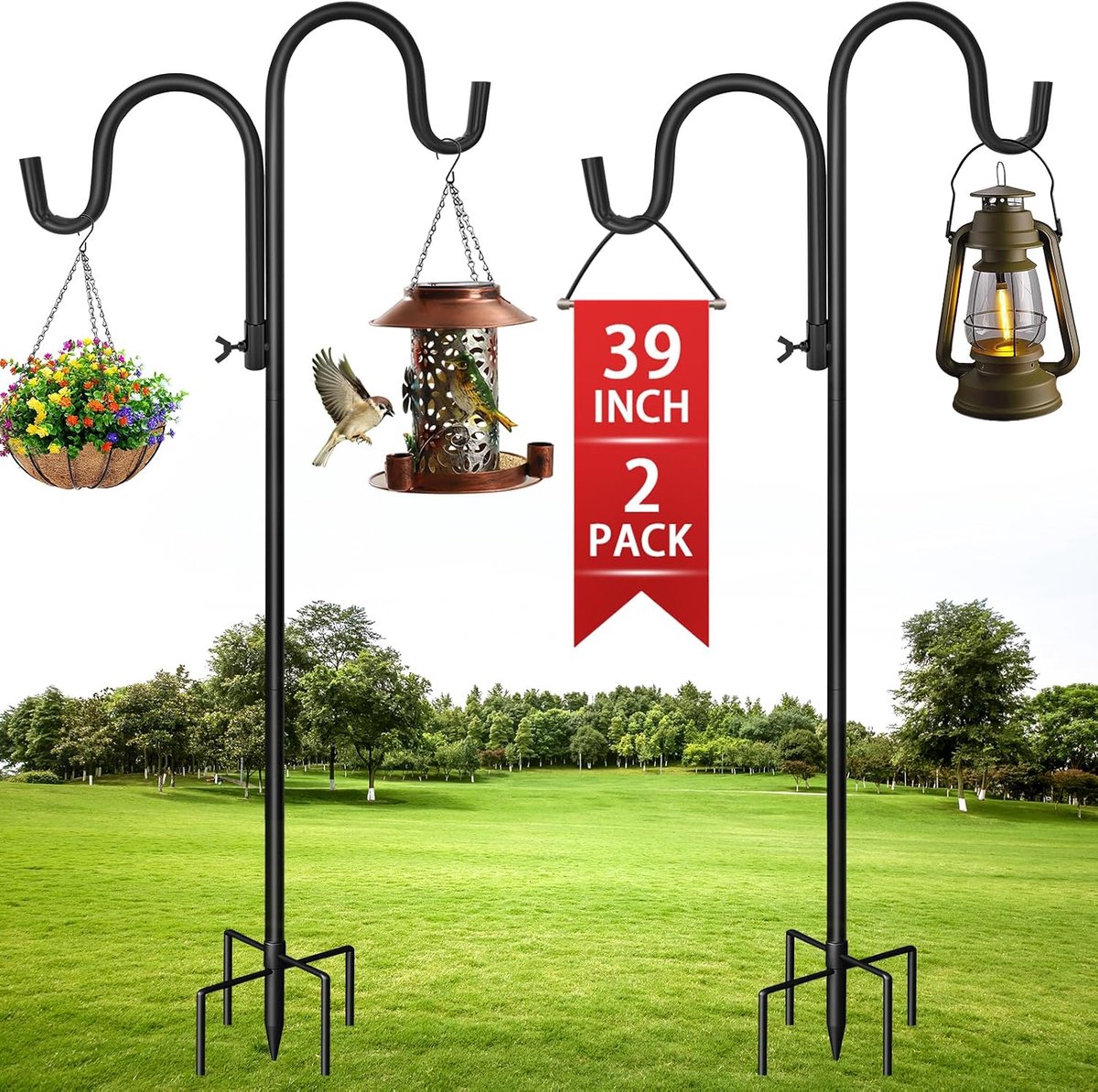 Shepherd haken 100 cm - verstelbaar met 5 stevige voetsteunen - dubbele haken voor extra hangruimte - ShopVlot