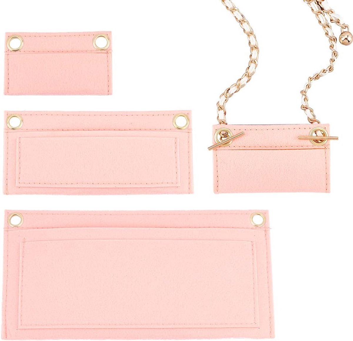 SnelShoppen - WADORN 3 Stijlen Portemonnee Vilt Insert Organizer voor Vrouwen, Pouchette Conversiekit met Grommets Oogjes voor Mini Envelope Tas Recta