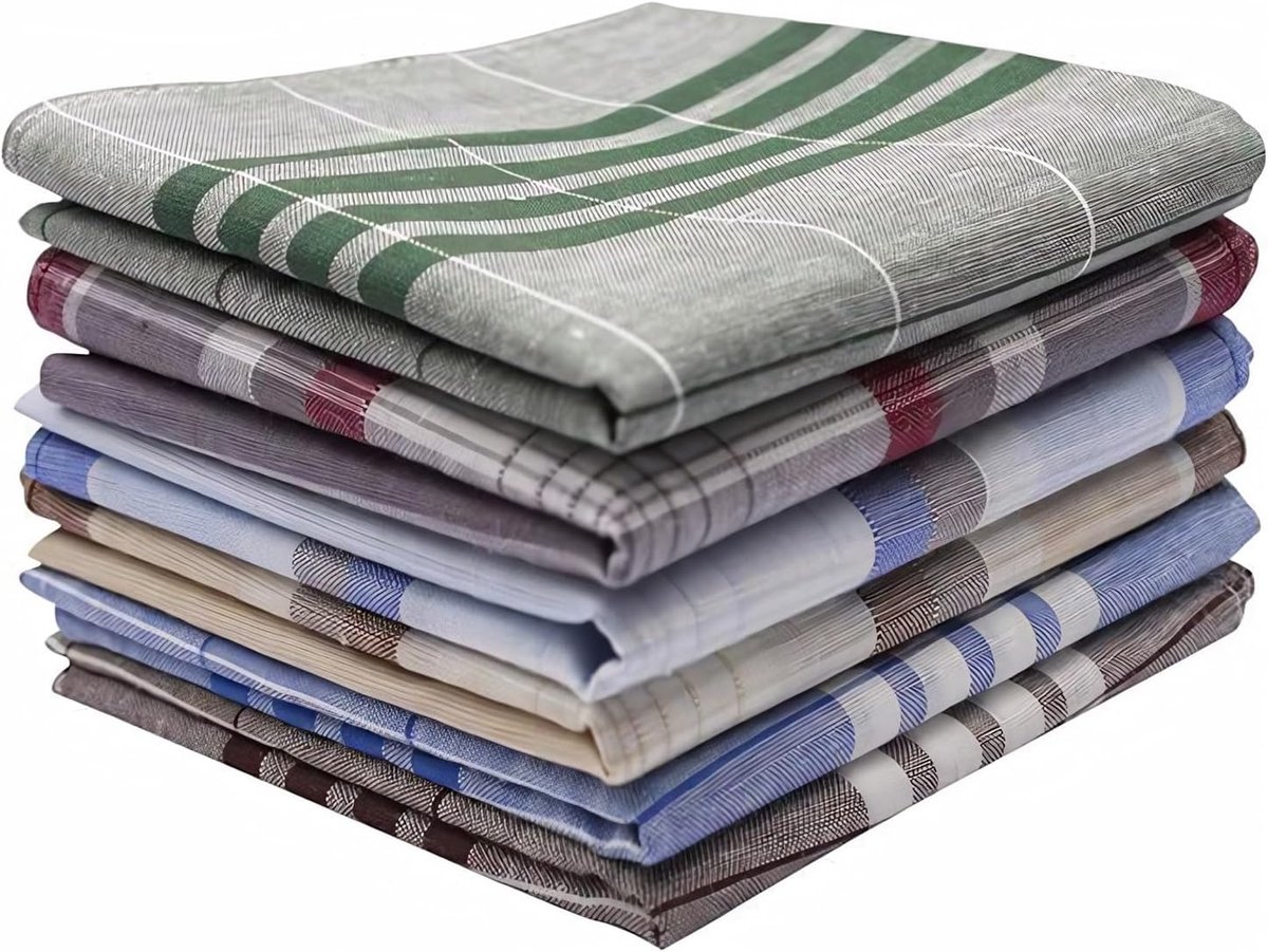 Heren zakdoeken 6-pack - grote 40 x 40 cm - katoen - klassieke gestreepte handdoeken voor zakelijke gelegenheden - ShopVlot