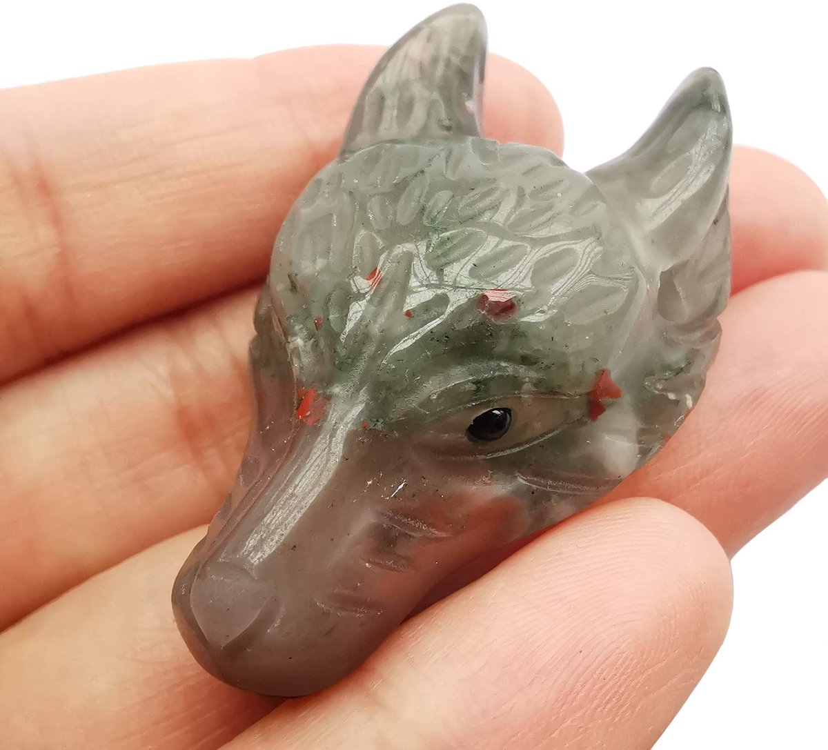 Solidchoice - Mini Bloedsteen Wolf Hoofd Beeldje