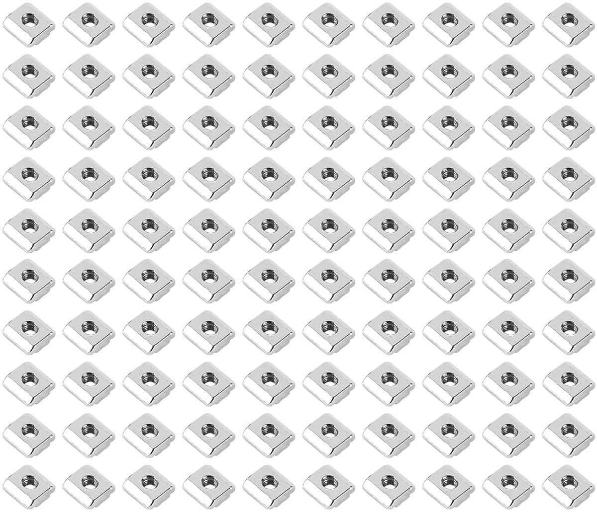 M6 schuifmoeren 100 stuks - vernikkeld koolstofstaal - roestbestendig - geschikt voor aluminium profielen - ShopVlot