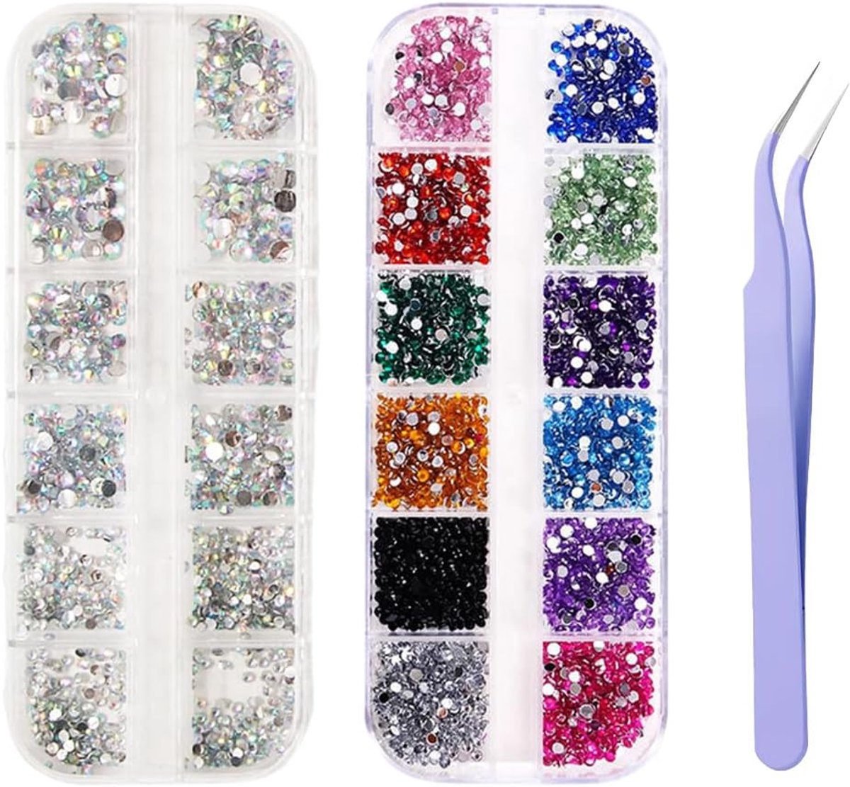 Nail rhinestones 3100 stuks - kleurrijke versiering - inclusief pincet - perfect voor nail art - ShopVlot