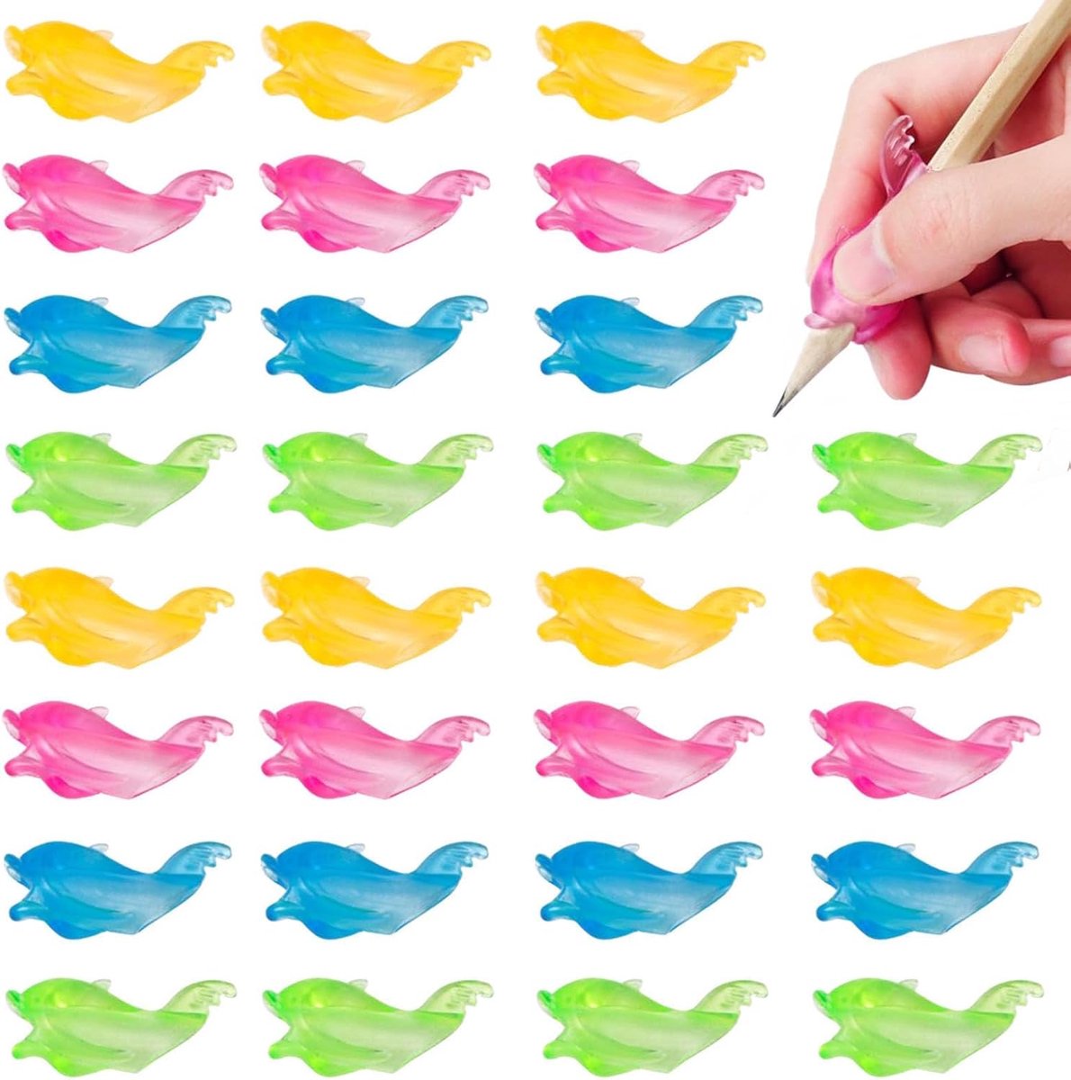 Pencil Grips 30 Stuks - Dolfijnvormige Siliconen Penhandvatten - Handwriting Postuurcorrectie - Ideaal voor Kinderen - ShopVlot