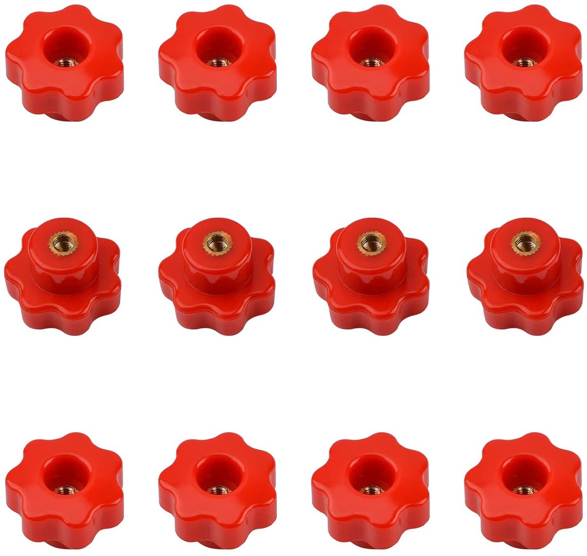 Passageslot knopset 12 stuks - Rode sterknoppen met messing moeren - Voor elektronische en mechanische toepassingen - ShopVlot