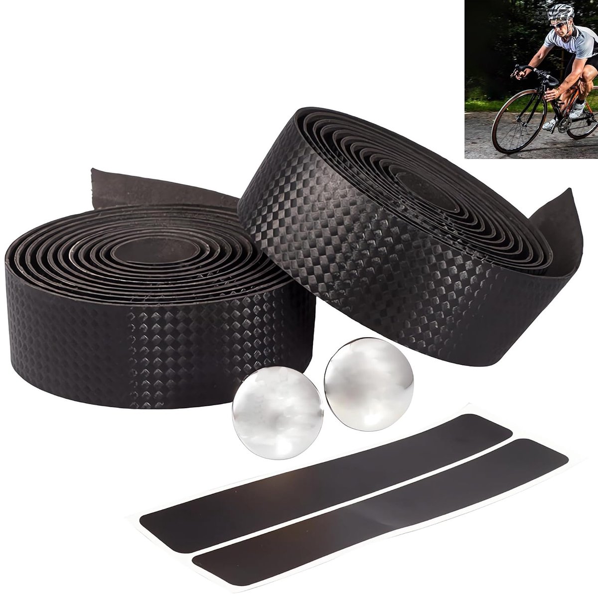 Handlebar Tyre, Gravel Tyre, Bicycle Handlebar Strap, 2 Pieces, Black, EVA Bicycle Accessories for Road Bike, Cycling - ShopVlot
