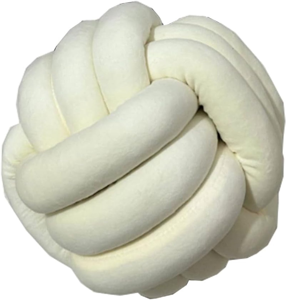SnelShoppen - Knotkussen, Knotted Ball Throw Pillow Rond Pluche Decoratiekussen voor Bank Bed Slaapkamer 25cm Melkwit Crème