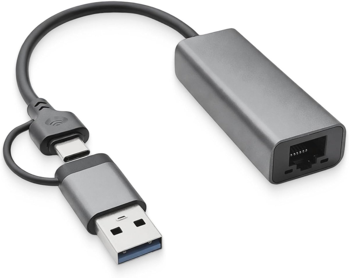 USB C Ethernet-adapter, 480 Mbps 2-in-1 USB-C Ethernet, USB C naar HDMI en RJ45 LAN, duurzame aluminium behuizing - ShopVlot