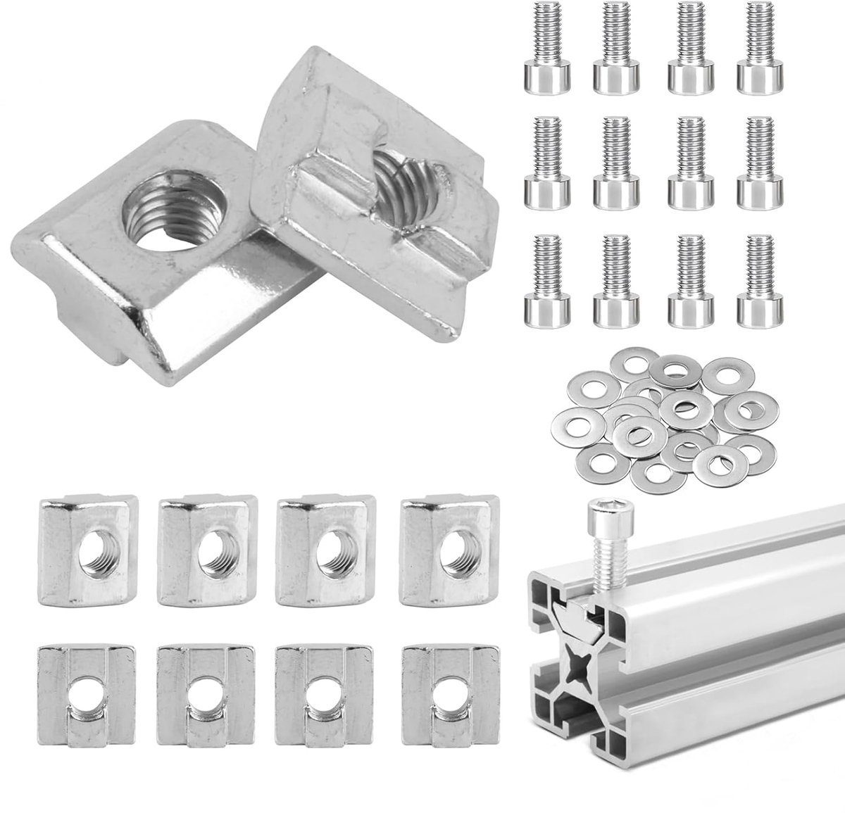 15pcs Sliding Nuts M8 Grooving Stones For Aluminum Profile T-Groove Rail 4040 - ShopVlot