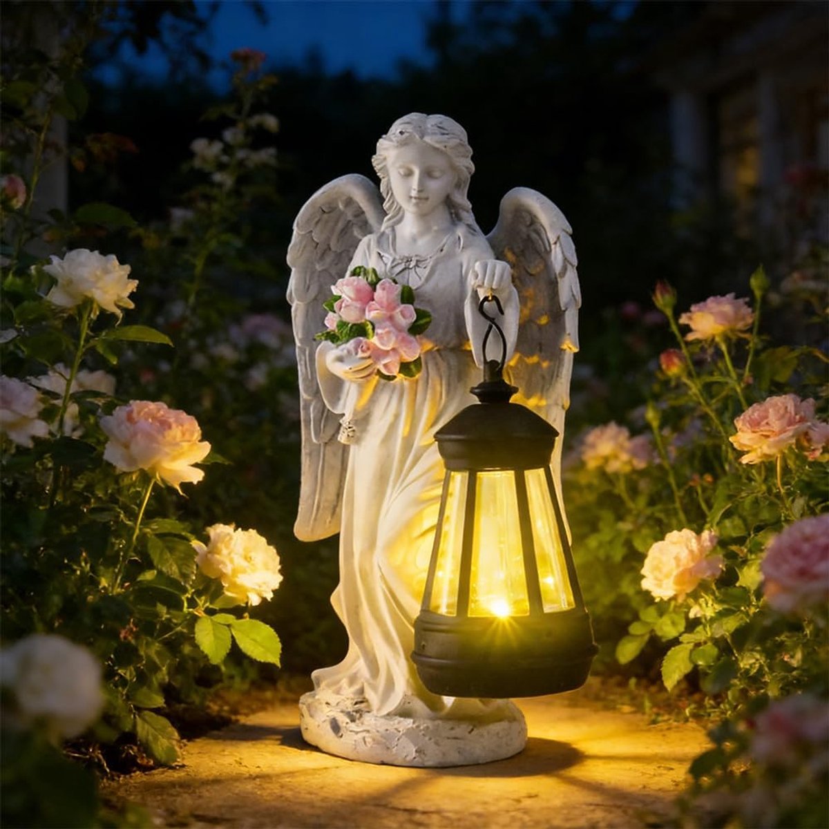 Angel for Tomb, Weatherproof, Solar Angel Figure, Grave Angel Weatherproof with LED Solar Lights, Waterproof Prayer - ShopVlot