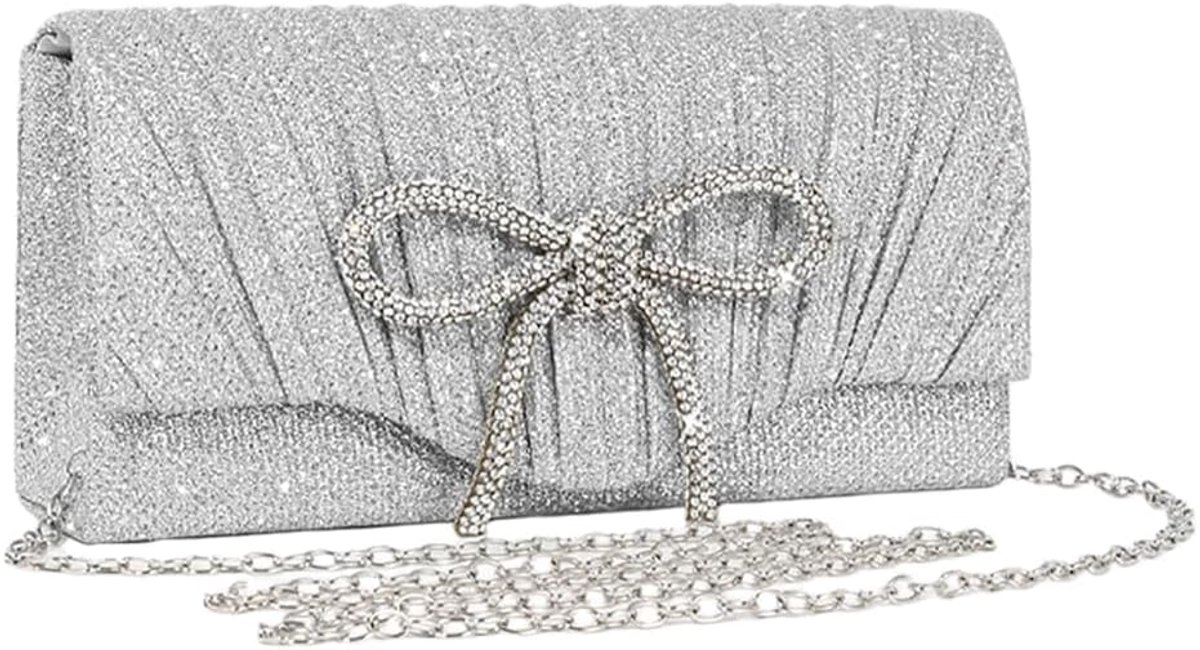 Women's Clutch Envelope Pleated Sequins Handbag Elegant Fashion Clutches with Chain for Party Wedding Ceremony - ShopVlot