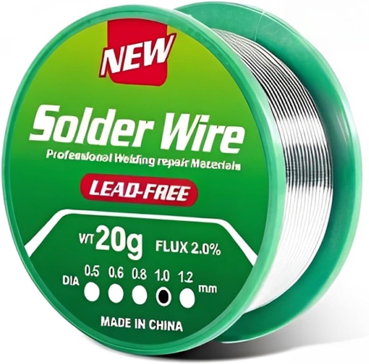 Soldeerdraad, loodvrij, 1,0 mm, 20 g, soldeertin voor elektronica, met roos kern, Sn99.3 Cu0.7, hoge geleidbaarheid - ShopVlot