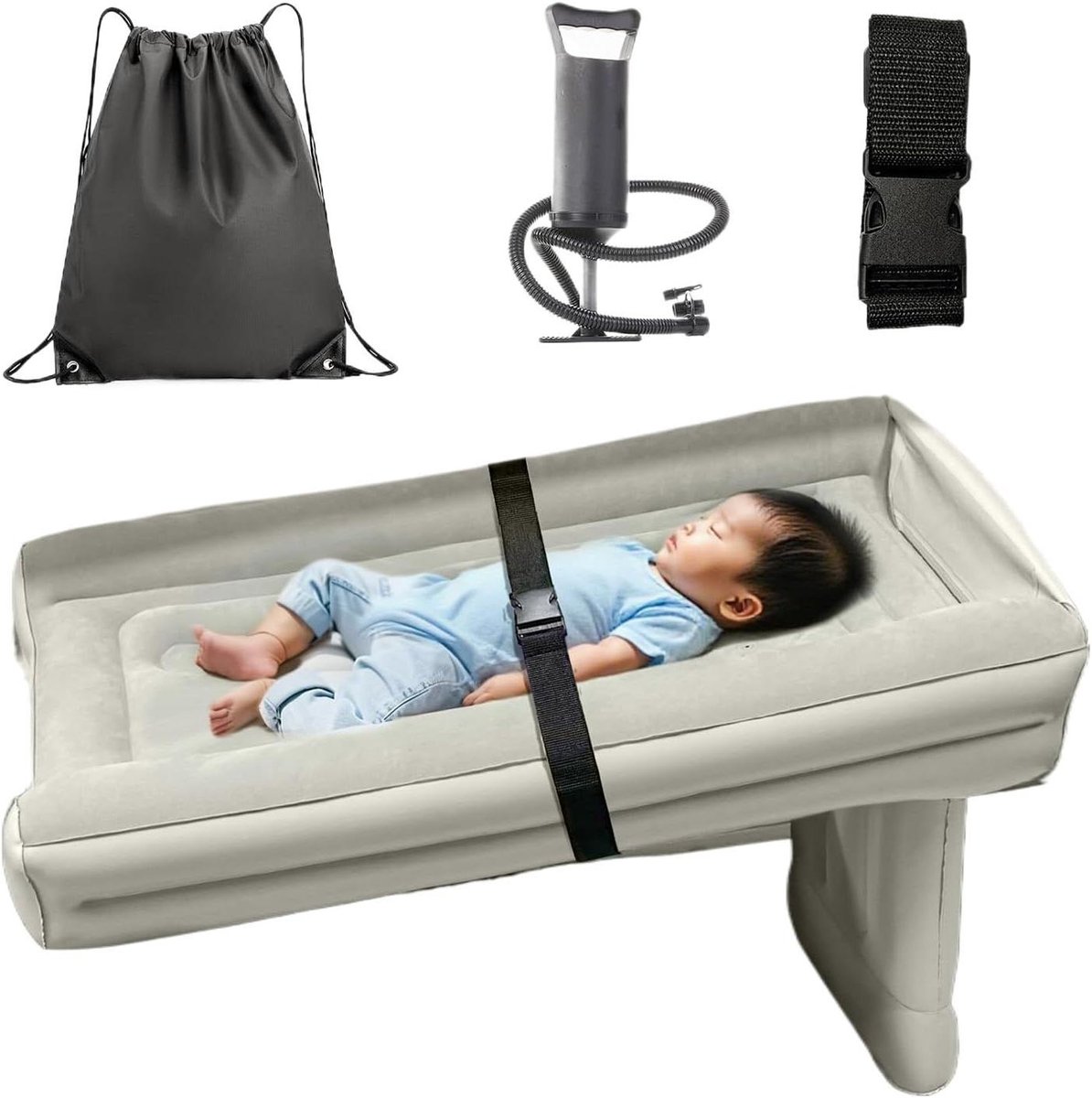 Opblaasbaar Bed Auto - Luchtmatras Achterbank - Reizen Comfort - Ademende Geflockte Stof - 80x50x42cm - Enkel attribuut