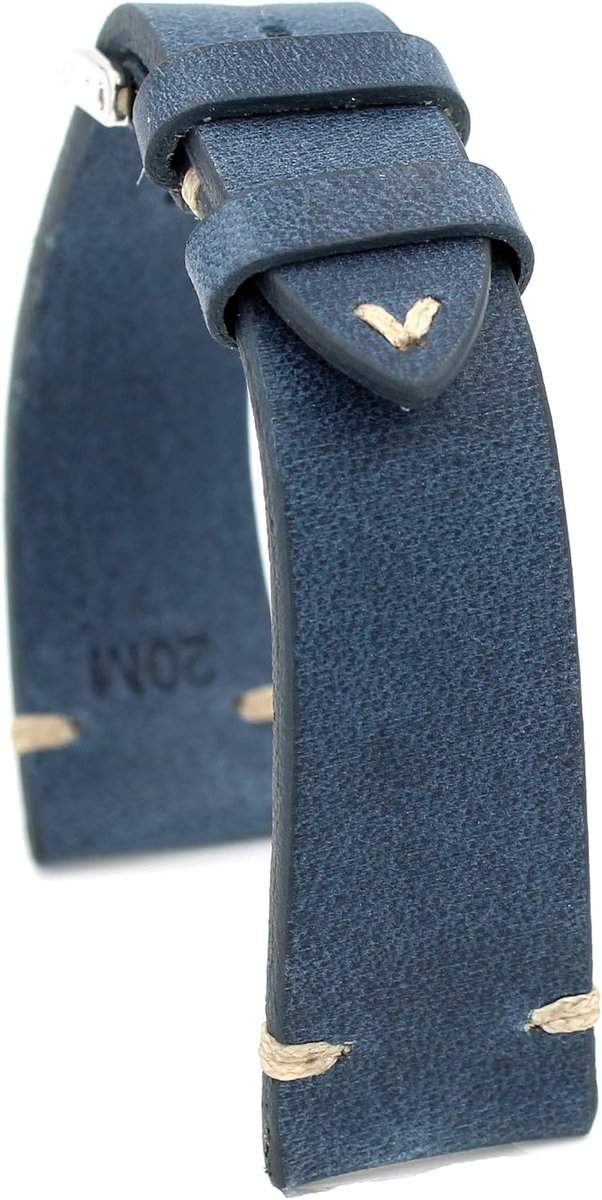 Sulla Sagittarius Rios1931 Vintage Cowhide Leather Watch Strap Handmade 20mm/16mm Ocean Blue 20mm Leather No Gemstone - ShopVlot
