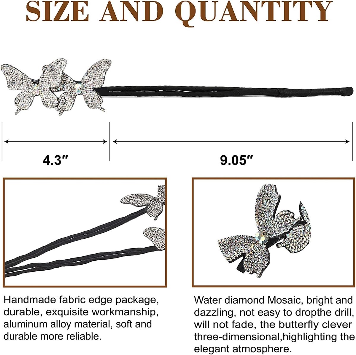 fashion butterfly rhinestone head plate hair accessories,easy hairstyle tool for ball head ladies girls hair - ShopVlot