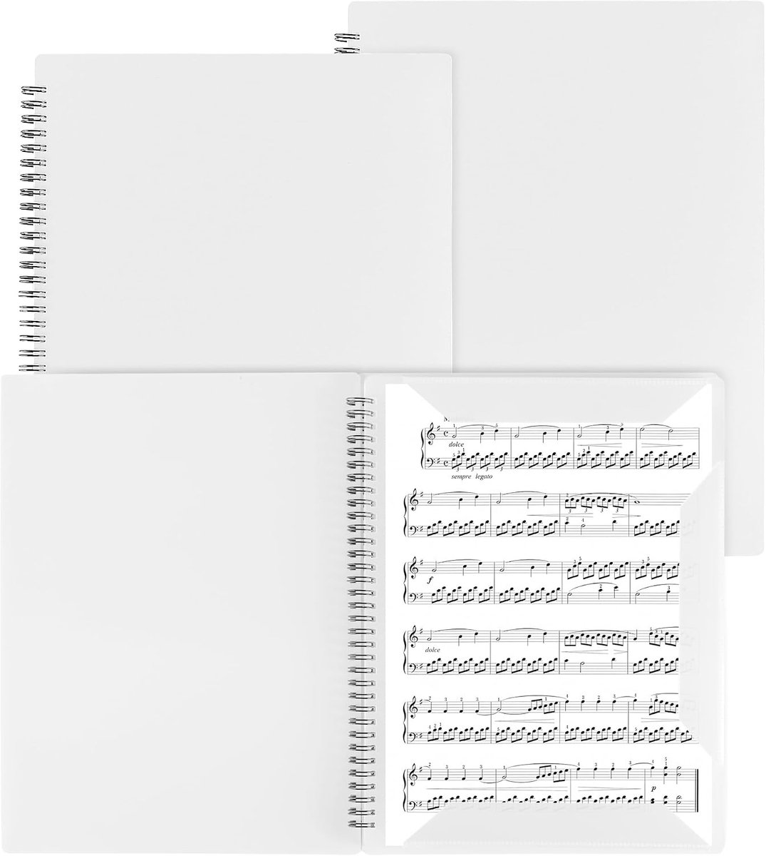 3 stuks A4 muziekmap wit, muziekblad koormap wit notenblok, 30 zakken/60 pagina's, spiraalbinding, muziekmap A4 - ShopVlot