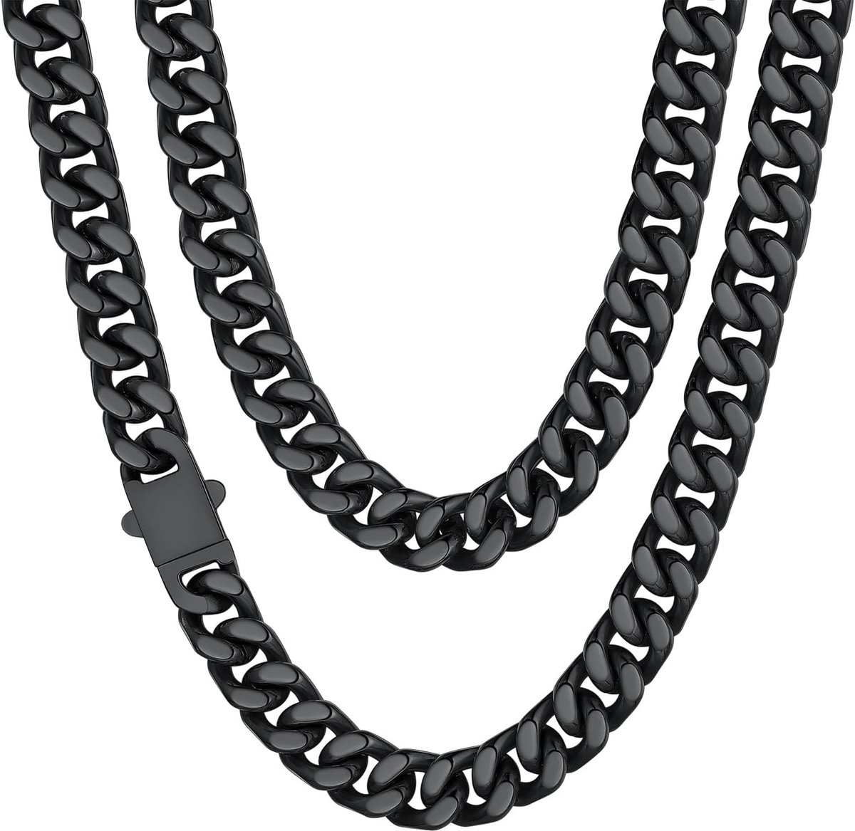ChainsHouse Black Chain for Men and Women, Stainless Steel Curb Chain, Cuban Chain, 5 mm/7 mm/9 mm/12 mm Wide, Choice - ShopVlot