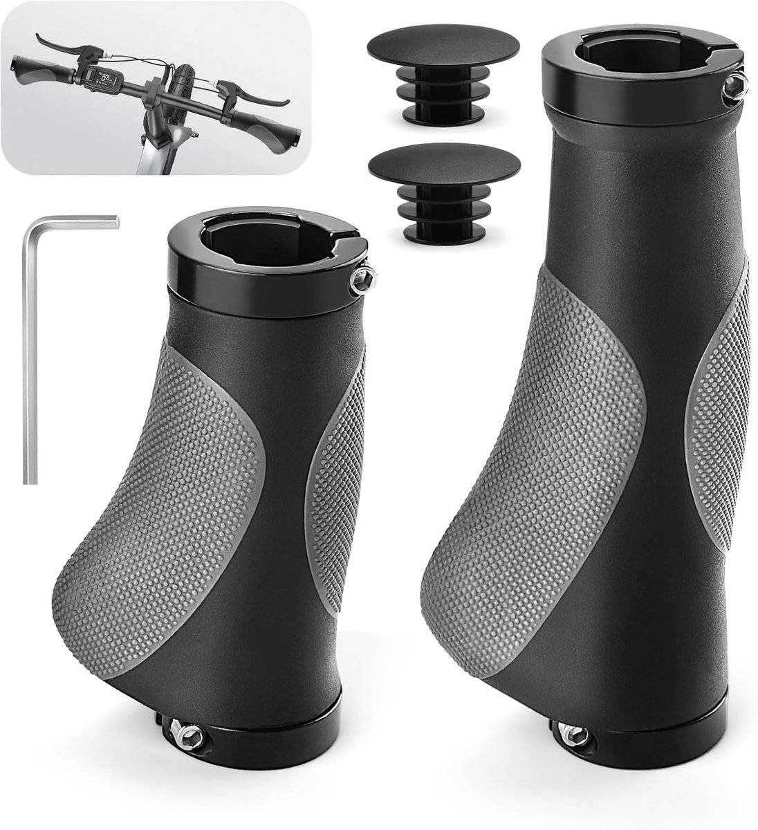 GlasFlength Ergonomic Bicycle Grips, MTB Bike Handles, Handlebar Grips, Mountain Bike Handles, Double Lock, Ergonomic - ShopVlot