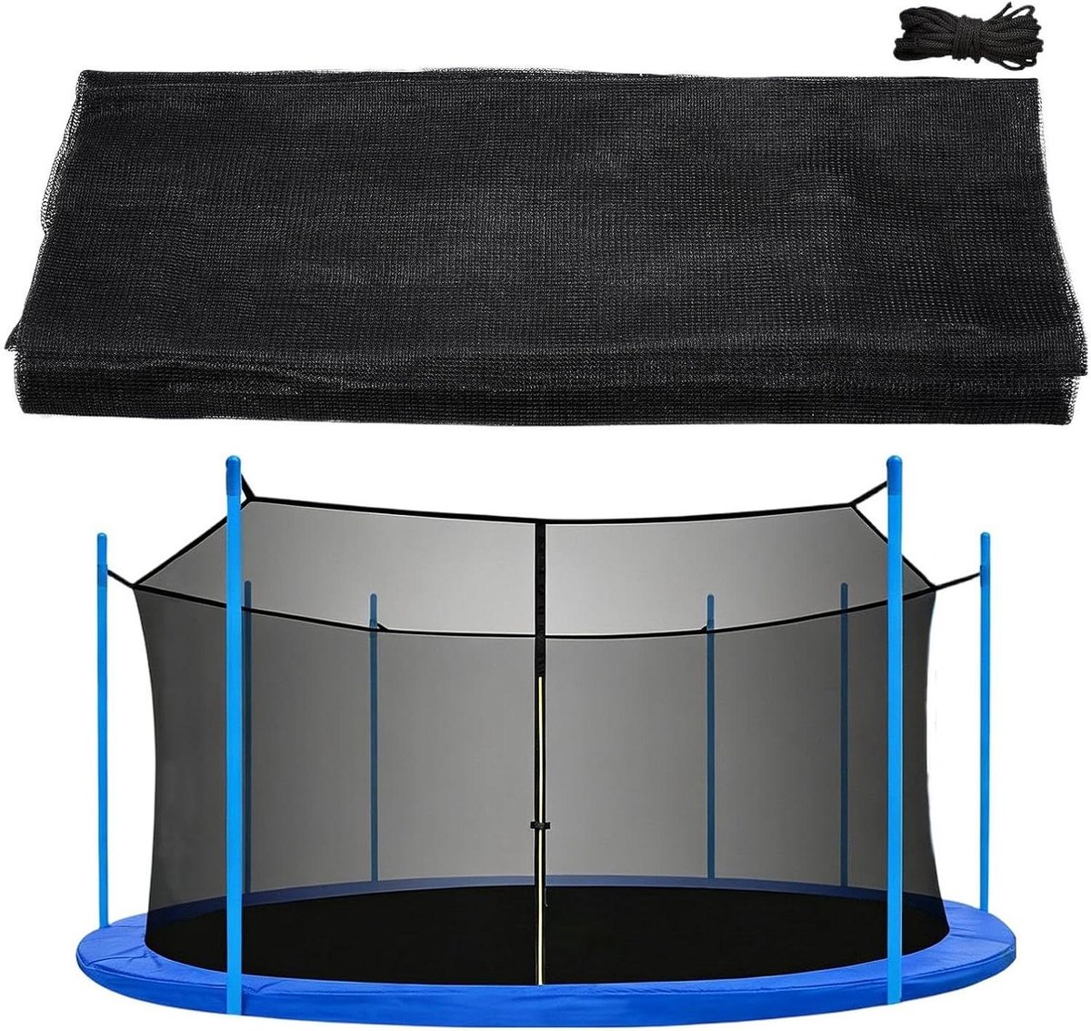 Vervangend Trampolinenet - Veiligheidsnet Trampoline - Buiten Spelen - Versterkte Drievoudige Stiksels - 12 ft en 14 ft - Zwart